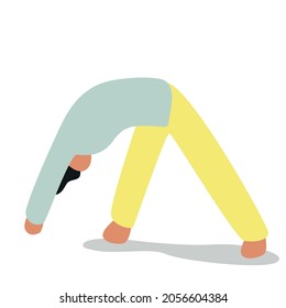Vector illustration with woman doing yoga. Head to Knee Pose - asana. Cartoon charcter