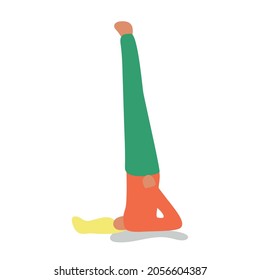 Vector illustration with woman doing yoga. Shoulder stand Pose - asana. Cartoon charcter