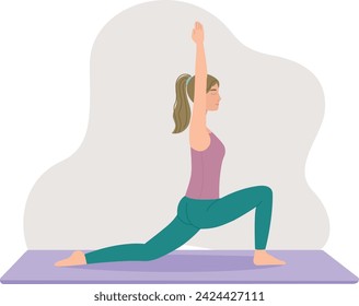 Vector illustration of a woman doing yoga. Flat style concept of physical practice