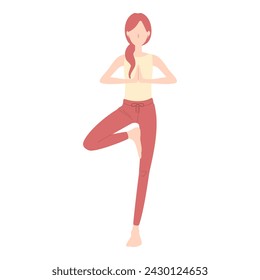 Vector illustration of a woman doing yoga. Tree Pose.