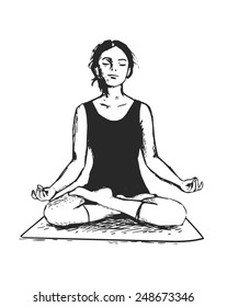 Vector illustration of a woman doing yoga