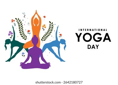vector illustration of woman doing yoga pose on poster design for celebrating International Yoga Day