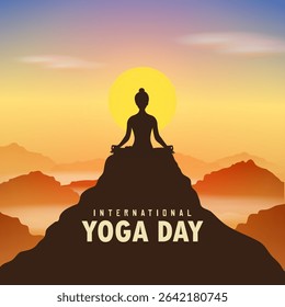 vector illustration of woman doing yoga pose on poster design for celebrating International Yoga Day