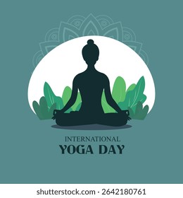 vector illustration of woman doing yoga pose on poster design for celebrating International Yoga Day