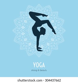 Vector illustration of Woman doing yoga asanas