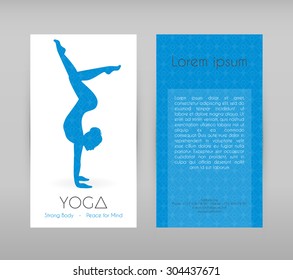 Vector illustration of Woman doing yoga asanas, flyers