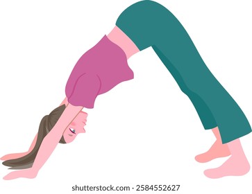 Vector illustration of a woman in the downward dog yoga pose