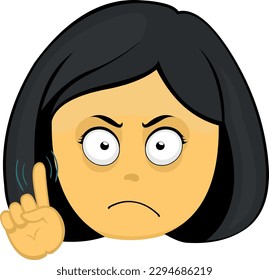 vector illustration woman emoticon yellow cartoon saying no with her hand