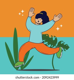 Vector illustration of a woman exercising. Good for printing flyers, stickers, banners, banners, logos, wallpapers, backgrounds, etc.