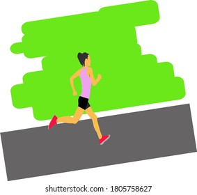 Vector illustration of a woman exercising jogging.