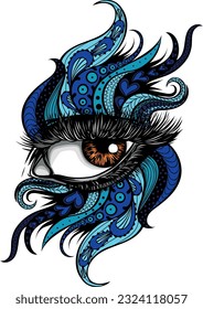 vector illustration of woman eye with mandala ornaments