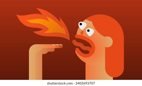 vector illustration of a woman feeling hot