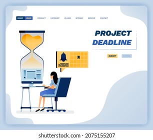 Vector illustration of a woman finishing a graphic design job struggling not to miss a deadline. Design can be used for website, poster, flyer, apps, advertising, promotion, marketing