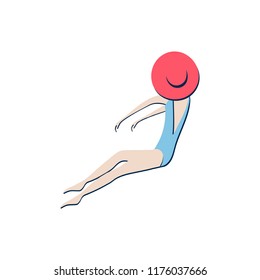 Vector illustration with woman and girl in swimsuit on white background.