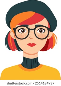 Vector illustration of a woman with glasses