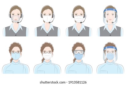 Vector illustration of the woman healthcare worker. Virus infection countermeasures.