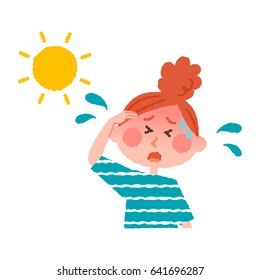 vector illustration of a woman with heatstroke