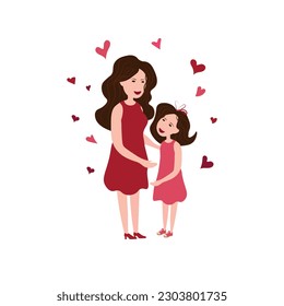 Vector illustration with a woman and her child. Beautiful template. Can be used for banner, poster, postcard, postcard and printing