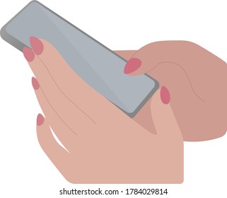 vector illustration woman holding phone chat or contactless payment online wallet pay by smart phone mobile application electronic money
