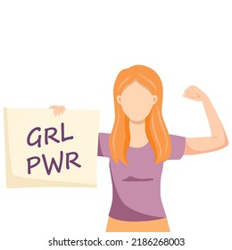 Vector illustration of woman holding signs or placard on a protest demostration or picket. Woman against violence, pollution, descrimination, human rights violation.