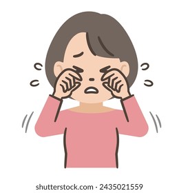 Vector illustration of a woman with itchy eyes