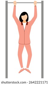 Vector illustration of a woman in jersey doing pull-ups, Vector Illustration