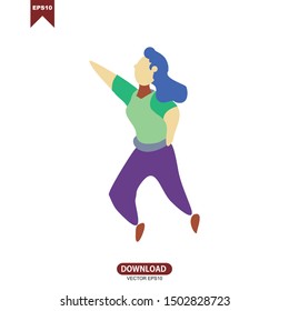 vector illustration of a woman jumping on a white background