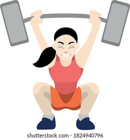 Vector illustration of a woman lifting weights