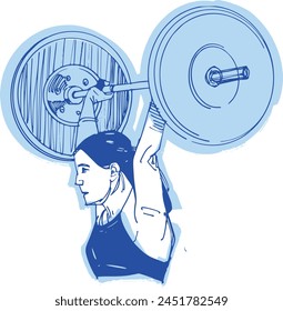 vector illustration of a woman lifting weights