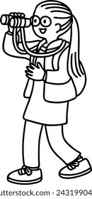 Ilustración vectorial de una mujer mirando a través de prismáticos