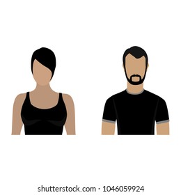 Vector illustration woman and man avatar profile icon in sport clothes.