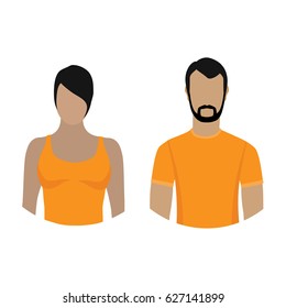 Vector illustration woman and man avatar profile icon in sport clothes.