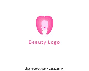 Vector illustration woman. Manicure, styling, haircut, makeup, stylist, fashion logo design. Girl silhouette sign. Model agency, Women's beauty salon, massage, cosmetic vector logotype