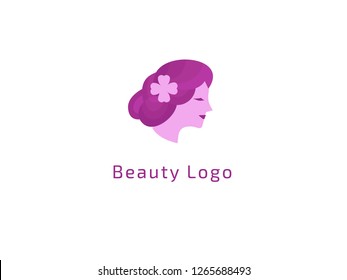 Vector illustration woman. Manicure, styling, haircut, makeup, stylist, fashion logo design. Girl silhouette sign. Model agency, Women's beauty salon, massage, cosmetic vector logotype