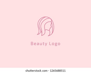 Vector illustration woman. Manicure, styling, haircut, makeup, stylist, fashion logo design. Girl silhouette sign. Model agency, Women's beauty salon, massage, cosmetic vector logotype