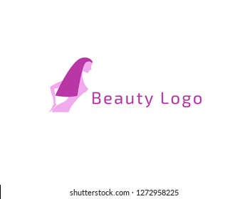 Vector illustration woman. Manicure, styling, haircut, makeup, stylist, fashion logo design. Girl silhouette sign. Model agency, Women's beauty salon, massage, cosmetic vector logotype