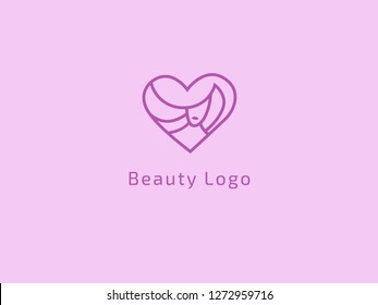 Vector illustration woman. Manicure, styling, haircut, makeup, stylist, fashion logo design. Girl silhouette sign. Model agency, Women's beauty salon, massage, cosmetic vector logotype
