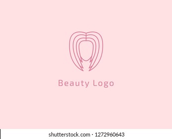Vector illustration woman. Manicure, styling, haircut, makeup, stylist, fashion logo design. Girl silhouette sign. Model agency, Women's beauty salon, massage, cosmetic vector logotype