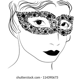 vector illustration with woman in mask