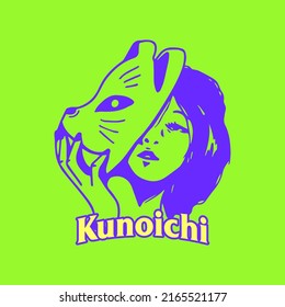 vector illustration of a woman with a mask
