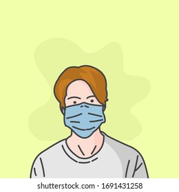 Vector illustration of woman in medical masks.