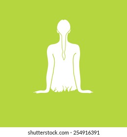 Vector illustration woman on the meadow