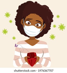 Vector illustration of woman opening empty wallet Covid-19 lockdown bankrupt concept