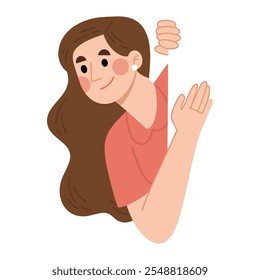 Vector illustration of woman peeking