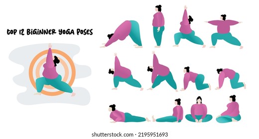 Vector Illustration Woman Performing Yoga Poses Stock Vector (Royalty ...