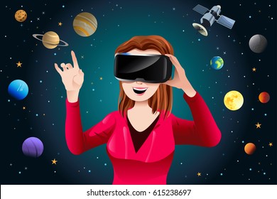 A vector illustration of Woman Playing a Virtual Reality Game