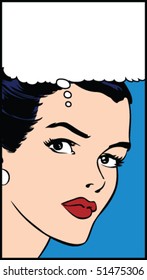 Vector illustration of a woman in a pop art/comic style.