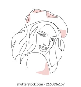 Vector Illustration Of Woman Portrait In Sti Line Art