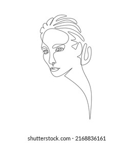 Vector Illustration Of Woman Portrait In Sti Line Art