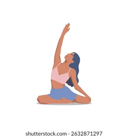 Vector Illustration of a Woman Practicing Yoga in a Seated Stretch Pose